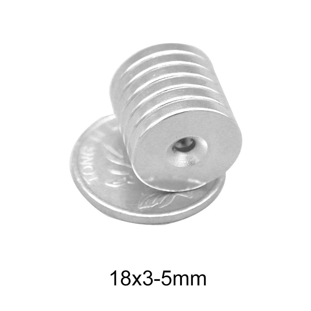 

5~100PCS 18x3-5 mm Permanent NdFeB Magnets 18*3 mm Hole 5mm Round Countersunk Neodymium Magnetic Magnet Strong 18x3-5mm 18*3-5