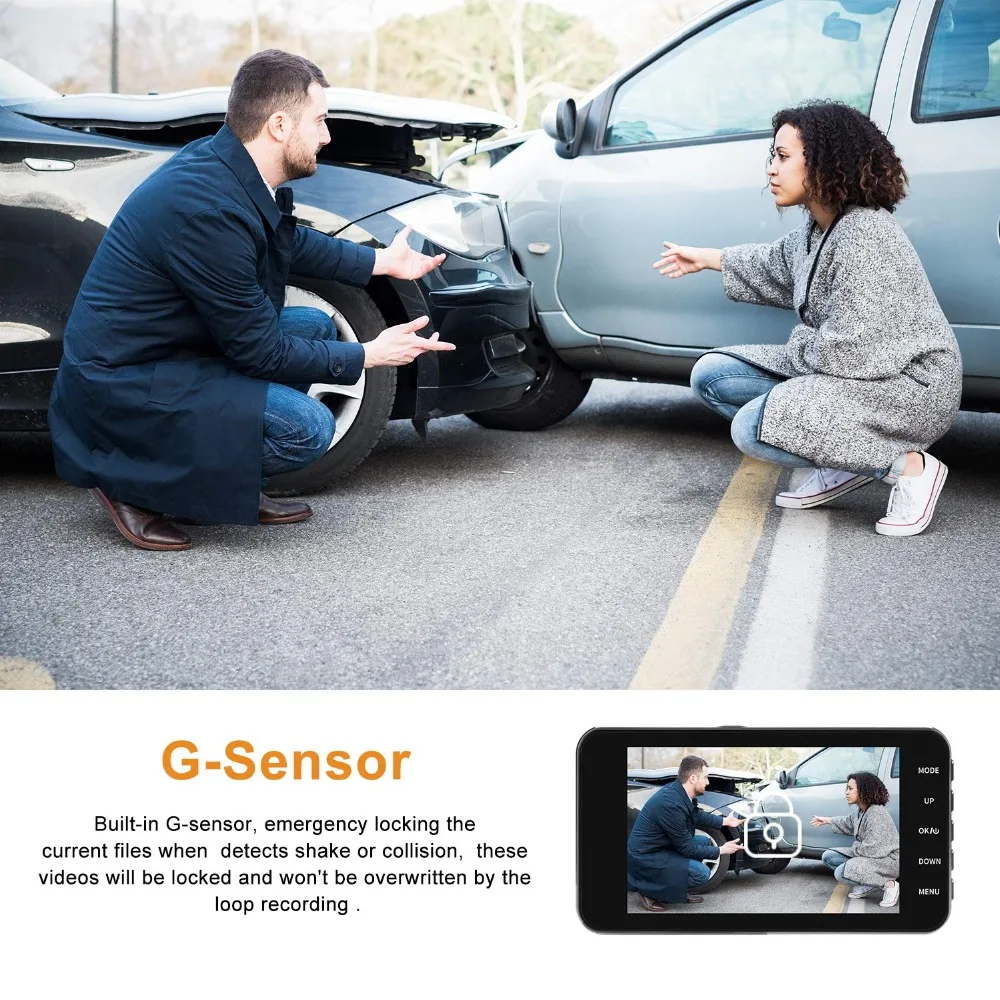 Автомобильный семейный видеорегистратор новый с двумя объективами Full HD 1080 P 4