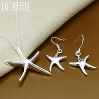 doteffil 925 sterling silver starfish star necklace earring set for woman wedding engagement party fashion charm jewelry