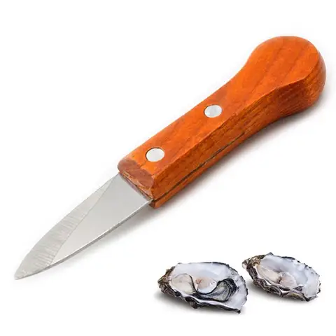 Нож для устриц Justdolife из нержавеющей стали, деревянная ручка, нескользящий нож для морепродуктов