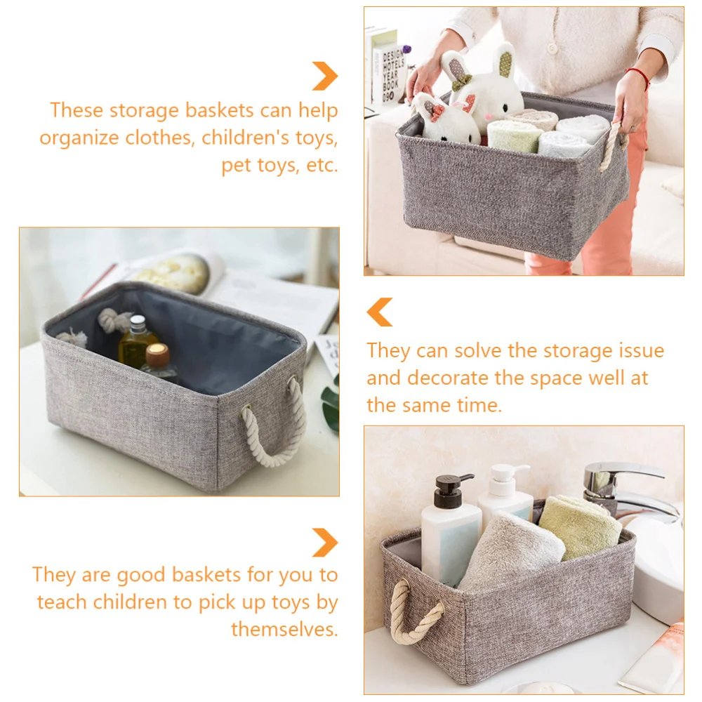 

1 Set 3pcs Practical Storage Baskets Home Foldable Storage Containers (Grey)