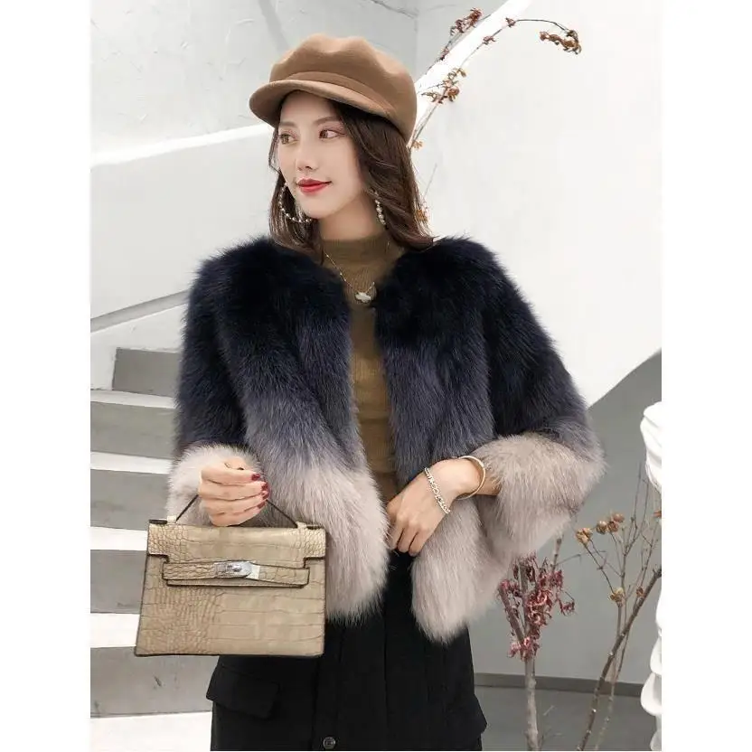 

Winter New Fox Hair Short Fashion Korean Women's Wear Gradient [High Quality] Fur Coat Women's 2021