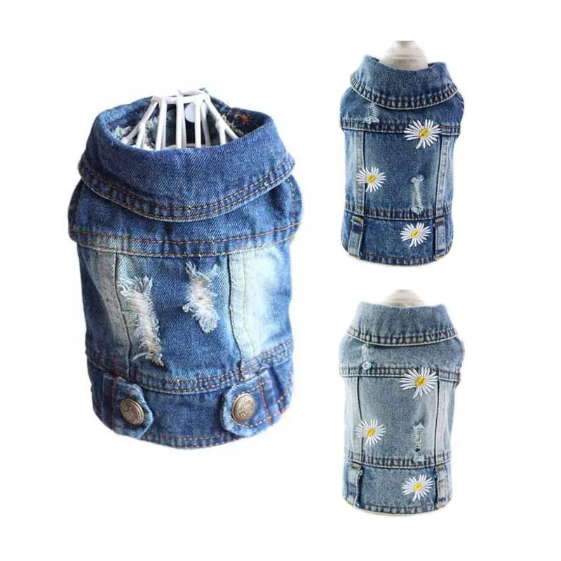 Модная Маргаритка вышитая Собачья Рубашка зимняя одежда для собак маленьких