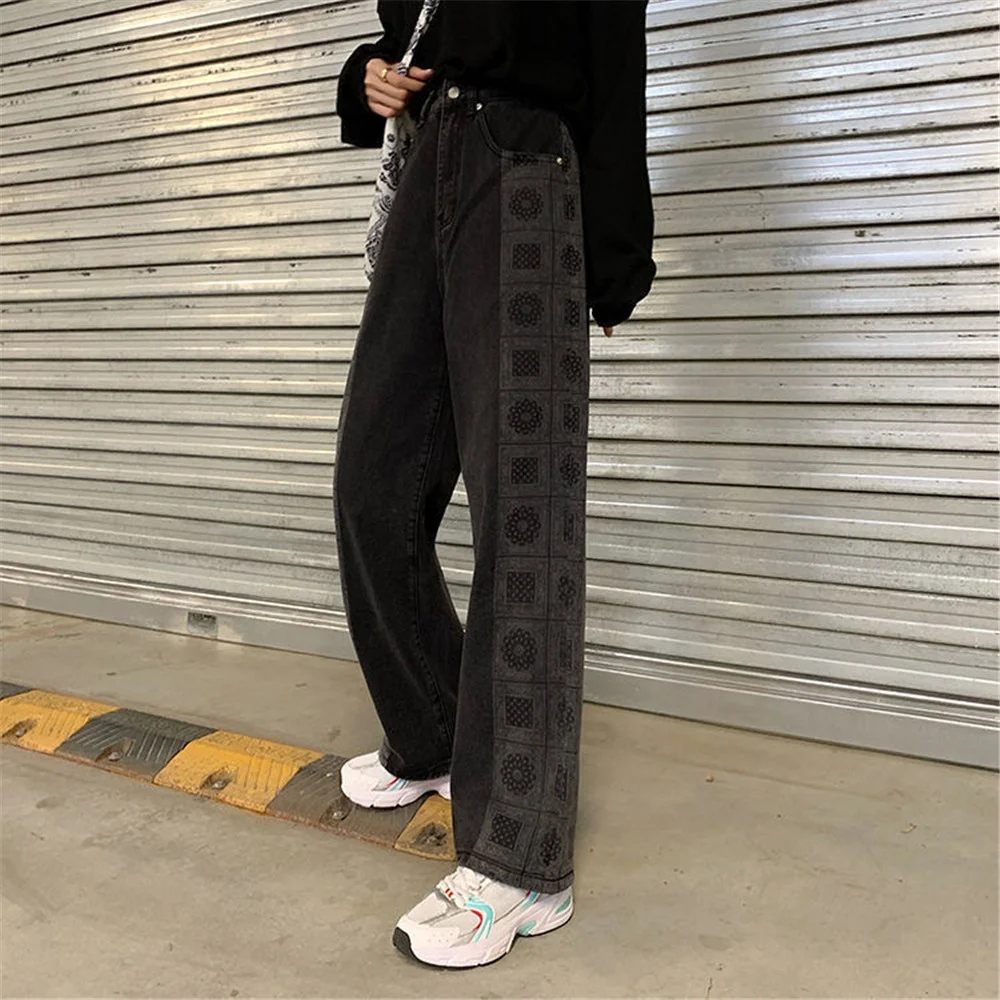 

Plaid Pants Female Hip Hop Punk Boyfriend Jeans Summer High Waist Cool Harajuku Jeans Cool Hip Hop Korean Trousers Steeetwear