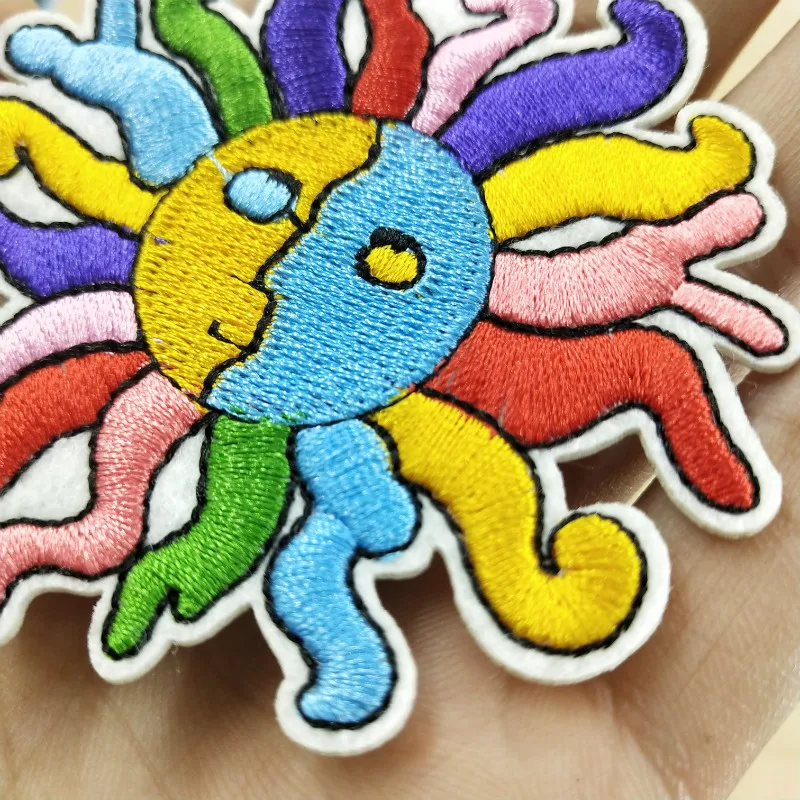 Цветной детский школьный рюкзак с нашивкой от солнца Одежда DIY вышитая Милая