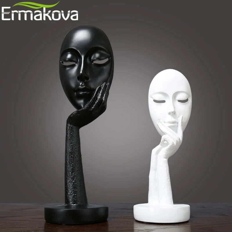 Ермакова нордический абстрактный мыслитель мышление Леди Маска Статуэтка смола статуя офис, ТВ-кабинет украшение дома ремесла