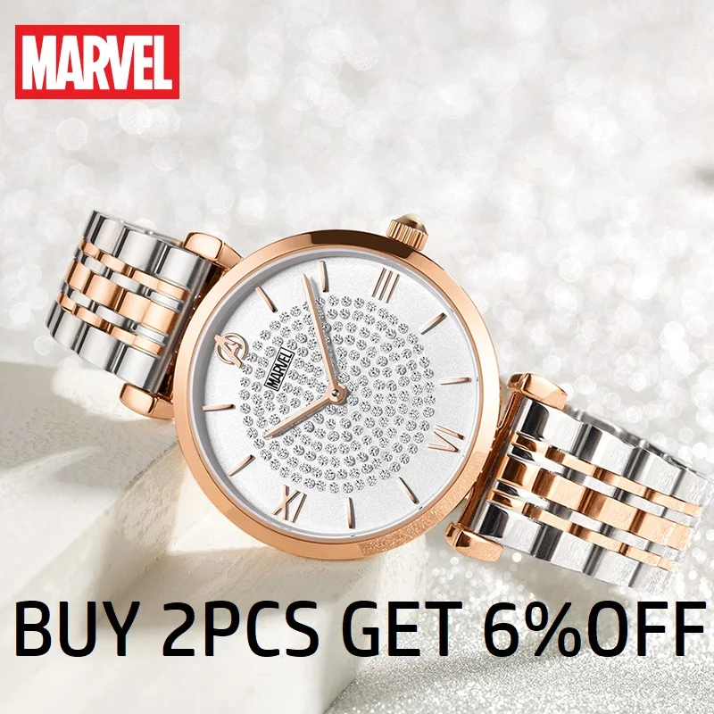 Disney Official Marvel The Avengers Women Business Casual Wristwatches Sapphire Glass Bling Stars Sky Elegant Ladys Gift Clock enlarge