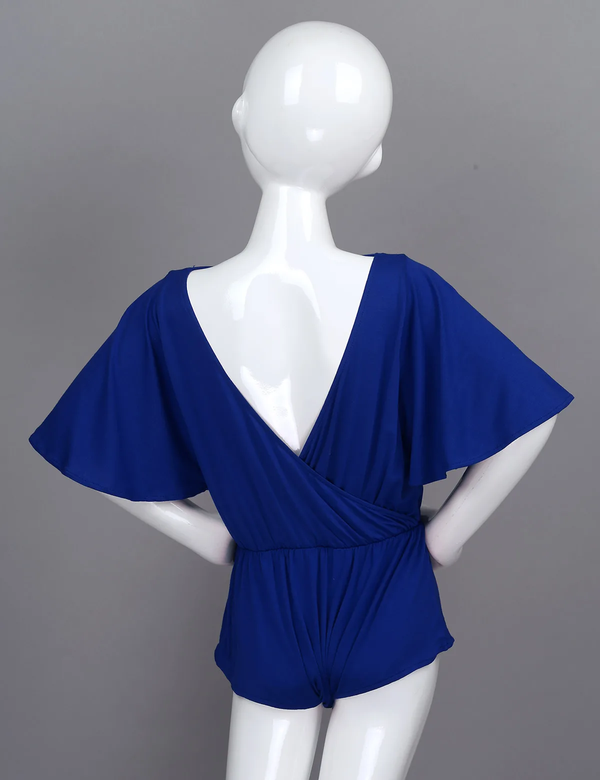 Детский свободный короткий комбинезон с рукавами летучая мышь и v образным