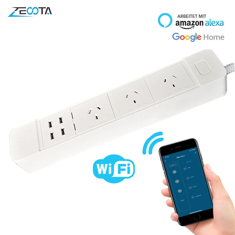 Умный Wifi блок питания 4 AU/CN розетки с стабилизатор напряжения с USB голосовым управлением для Amazon Echo Alexa Google домашний таймер