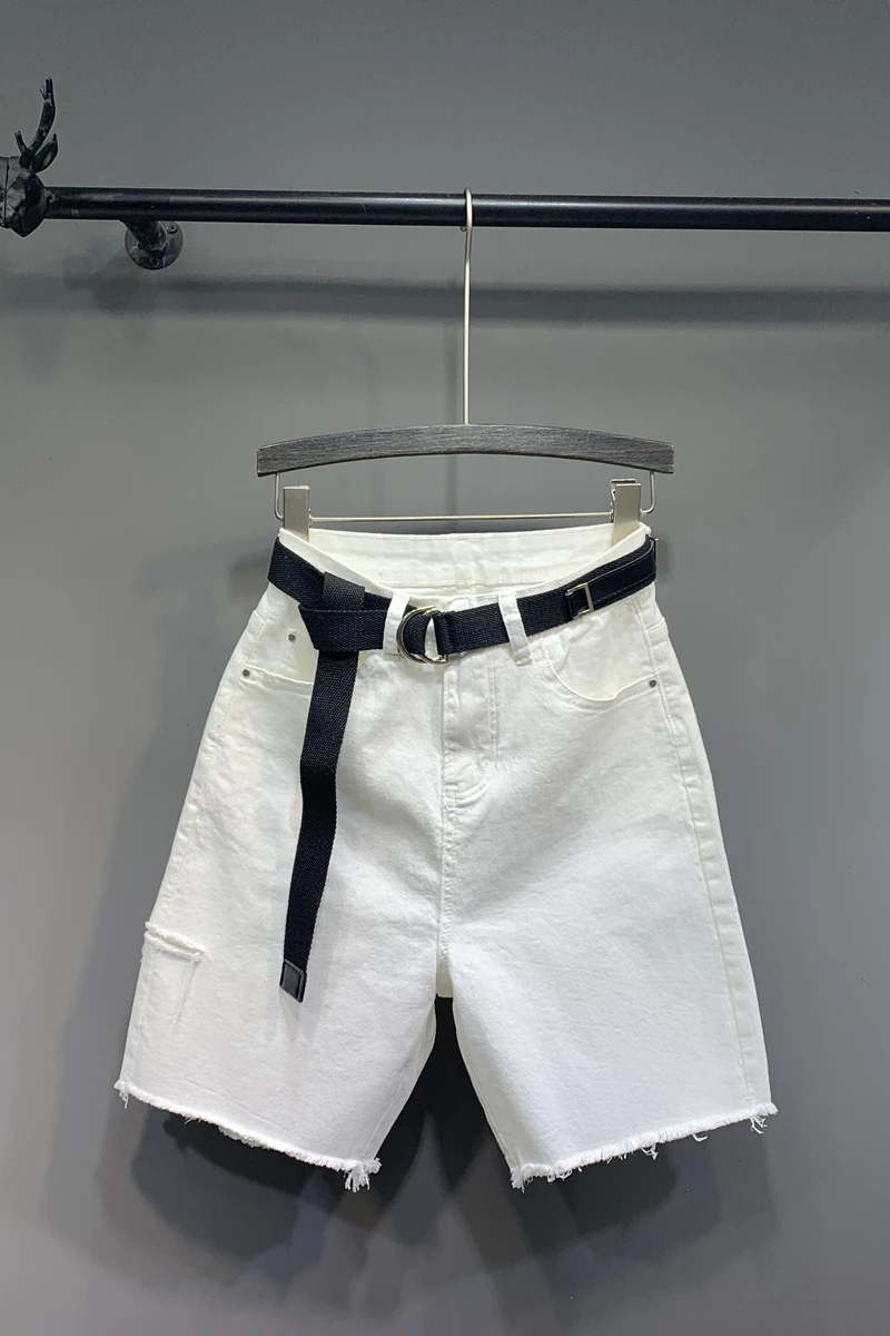 

Shorts Jeans Wide-Leg Femme Summer Women's Blue Tassel Casual DM001
