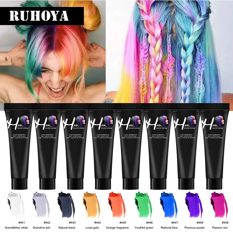 Ruhoya Salon краска для волос Временная Краска восковая одноразовая крем гель укладки