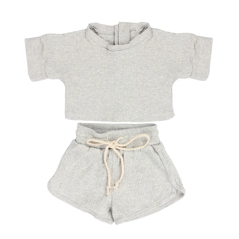 

Kaiya Angle 2020 Оптовая Продажа Комплектов новая модная однотонная однобортная хлопковая одежда для маленьких девочек эксклюзивные летние компл...