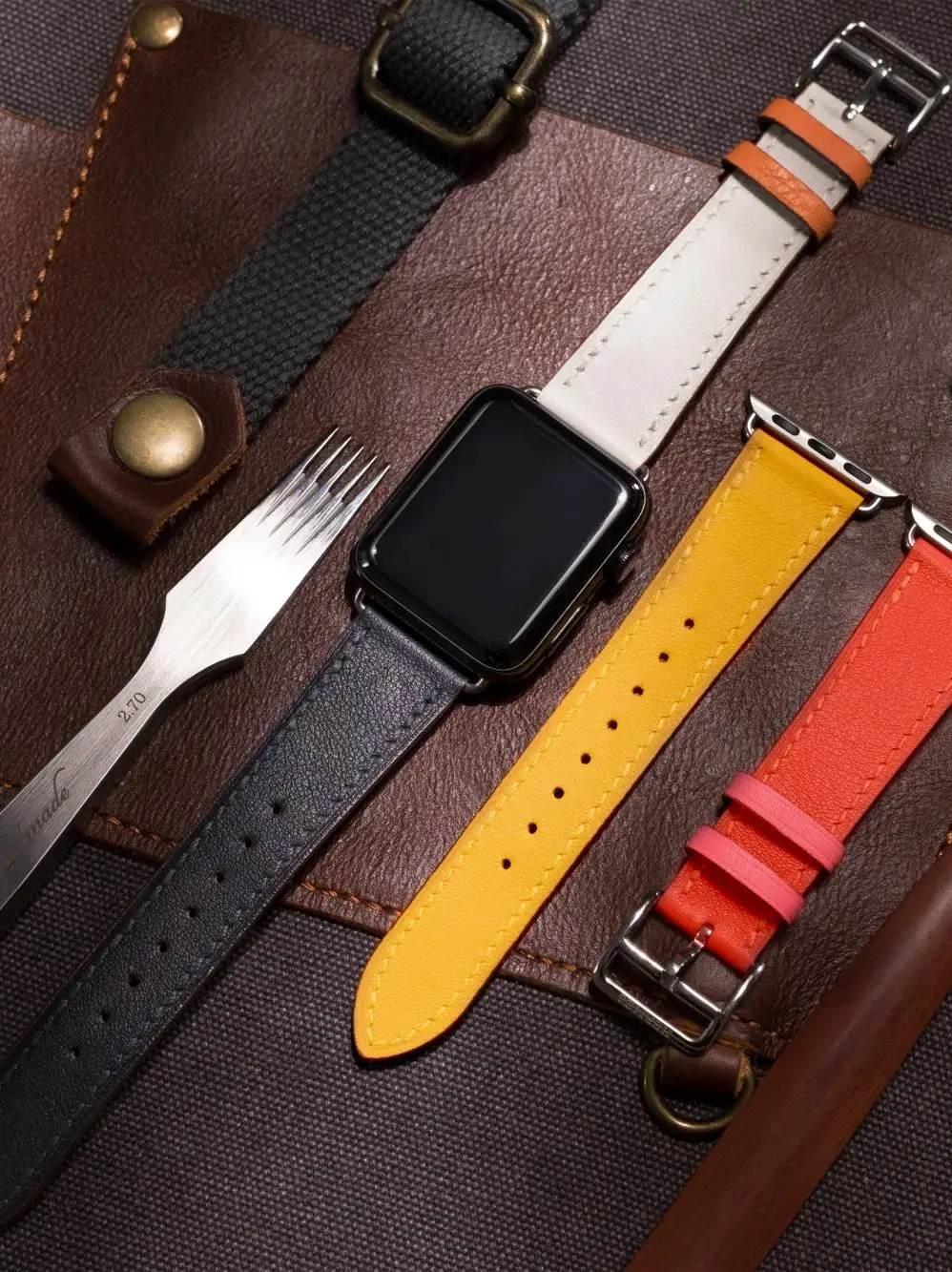 Ремешок для Apple Watch 44 мм 40 correa iwatch 42 38 5 4 3 2 кожаный двойной тур браслет apple watch