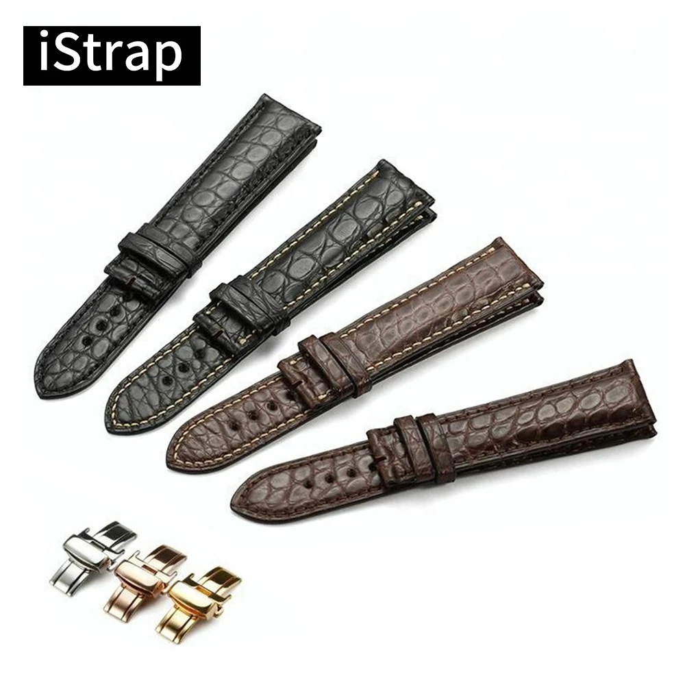 IStrap 18 мм 19 20 21 22 настоящий ремешок для часов из крокодиловой кожи с пряжкой