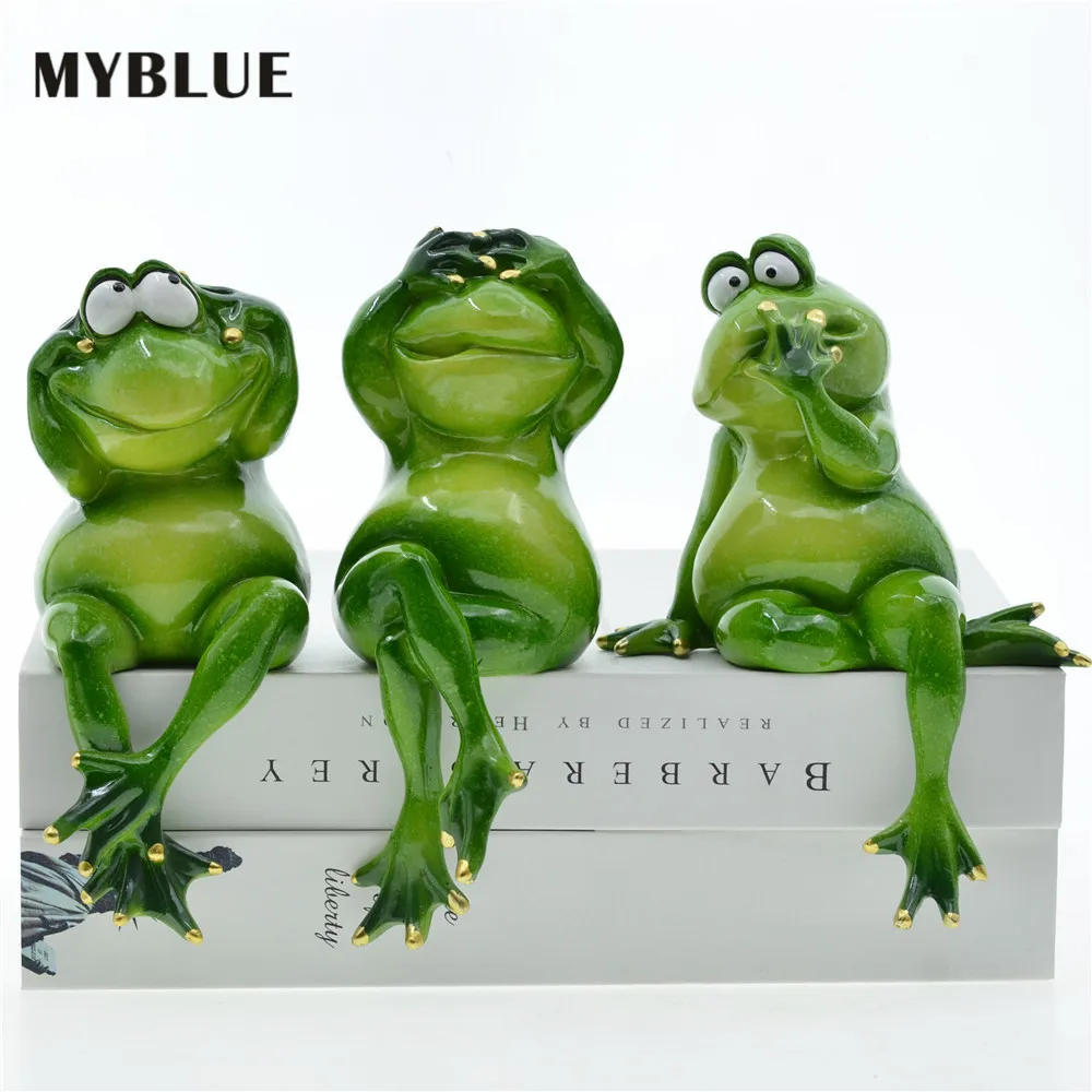 MYBLUE 3 шт./компл. Don't Talk Listen Look Frog Статуэтка миниатюрная Сказочный Сад нордические