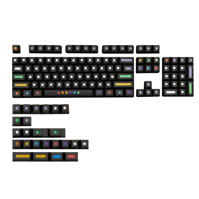 

PBT Five Sides 128-Key Cherry Profile Dye-Sub PBT Full Keycap Set for Mechanical Keyboards with Colored Round Dots