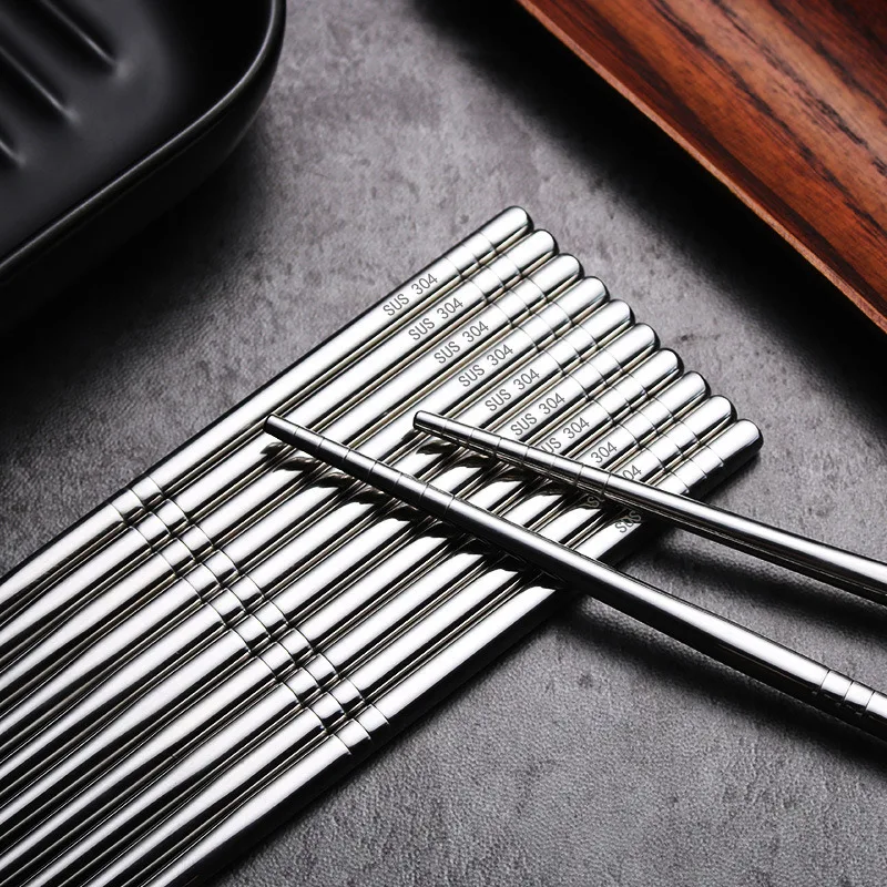

Chopsticks Non-Slip Stylish Healthy Light Weight Chinese Stainless Steel Reusable Metal Chopstick for Sushi Food Tableware