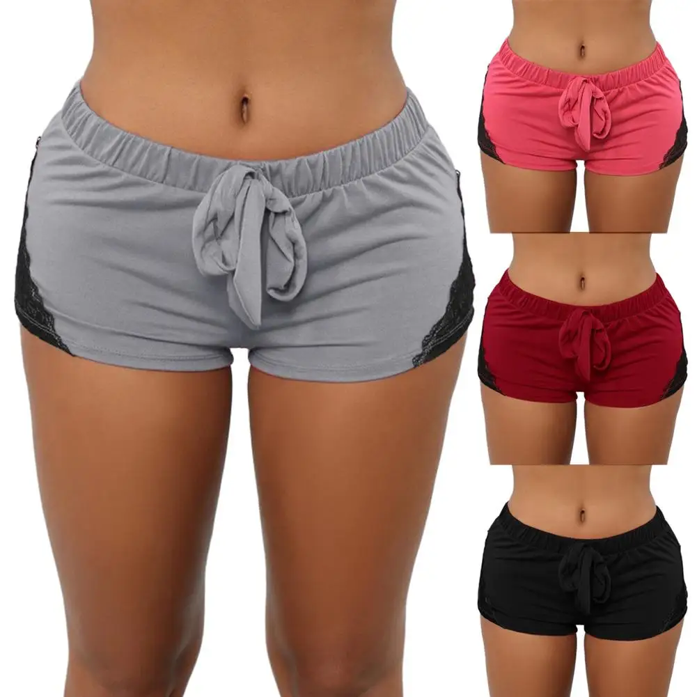 

Women Fashion Casual Lace Stitching Lace-up Sports Fitness Shorts Yoga Pants