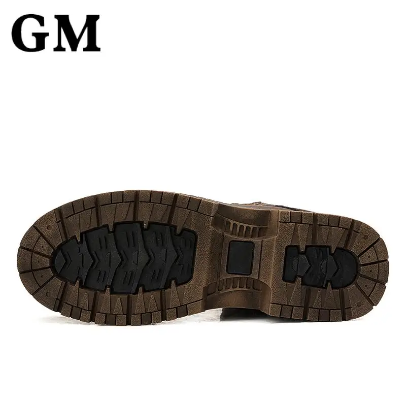 

Brand Men's Boots Nice Autumn Winter Lace Up Motorcycle Boots Leather Men Ankle Boots Rubber Outdoor Waterproof Male Work Shoes