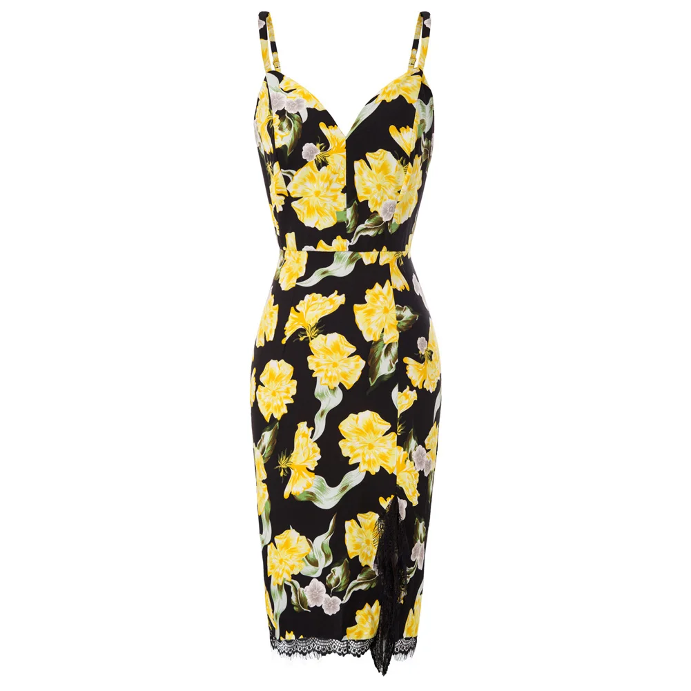 Женское платье на бретелях спагетти с V образным вырезом|Женские платья| |