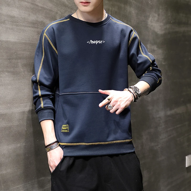 

Мужская толстовка с круглым вырезом, корейский модный тренд, Осень-зима, новинка, свободный популярный логотип, Универсальные мужские свитш...