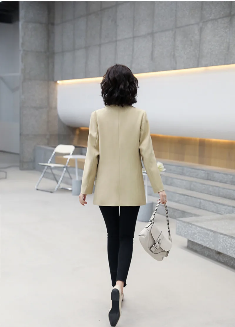 

2021 New Women's Formal Long Blazers Fitting Loose Blazers Coat Woman Cardigan Double Breasted Jacket Overcoat Suits Clothing