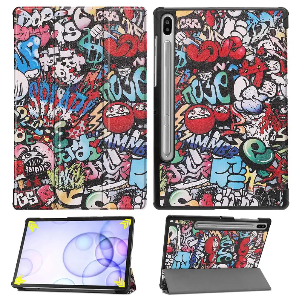 Кожаный смарт-чехол для samsung Galaxy Tab S6 10,5 SM-T860 SM-T865 10," чехол с принтом для планшета