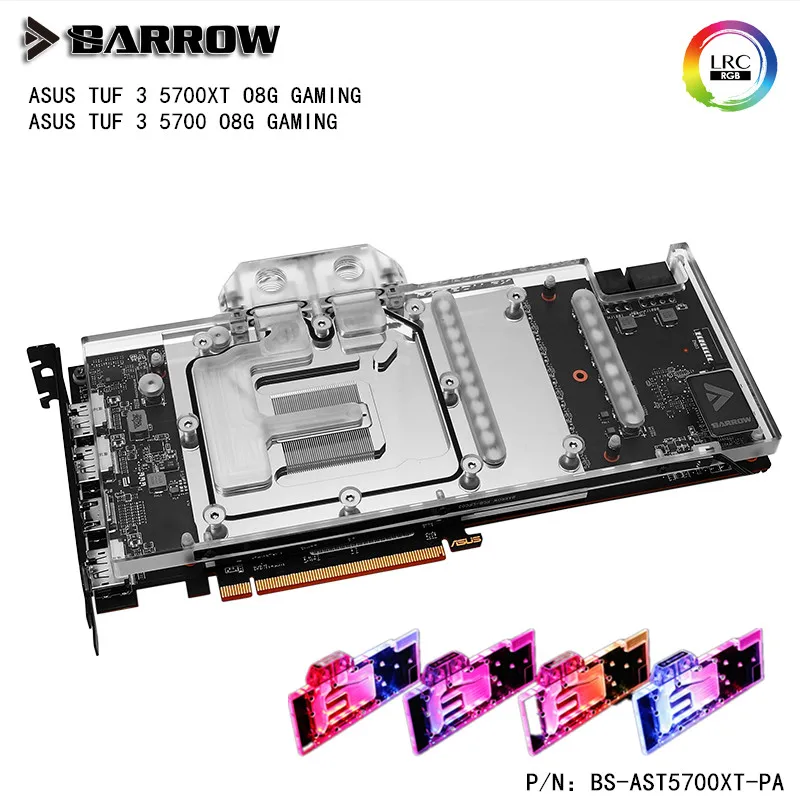 Водяной блок Barrow с полным покрытием графического процессора для ASUS TUF 3 5700XT /5700 O8G