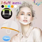 10 шт., прозрачные пластиковые маски для ресторана, унисекс