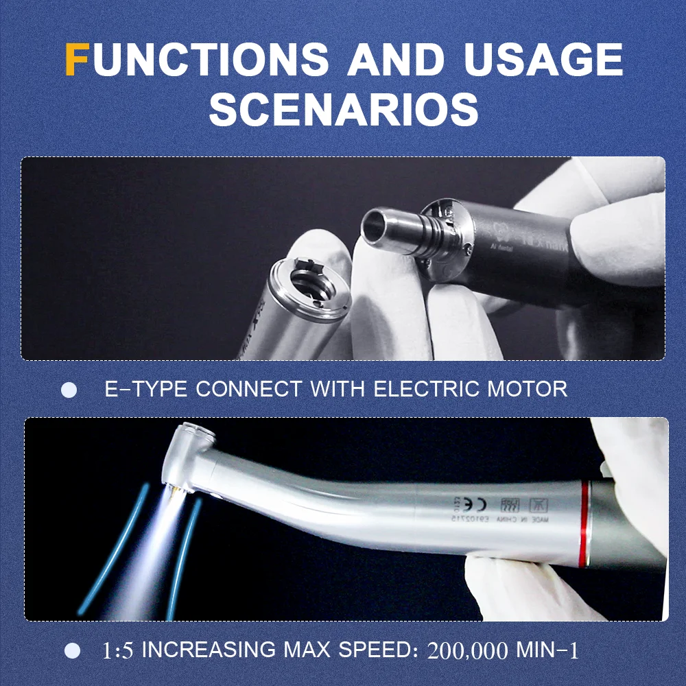 Dental Low Speed Handpiece Contra Angle With Optic Fiber AI Series X95L/X25L//15L/X65L