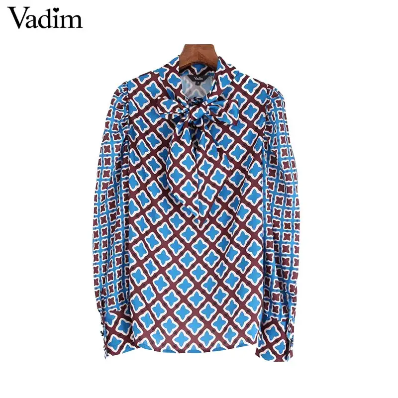 Женское элегантное платье vadim с галстуком бабочкой блузки принтом рубашка