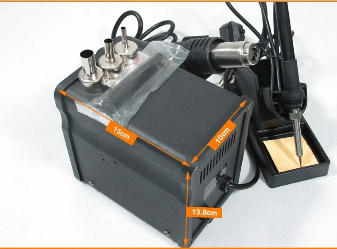 Станция для распайки горячим воздухом с ЖК дисплеем тепловая пушка + паяльник 220 В