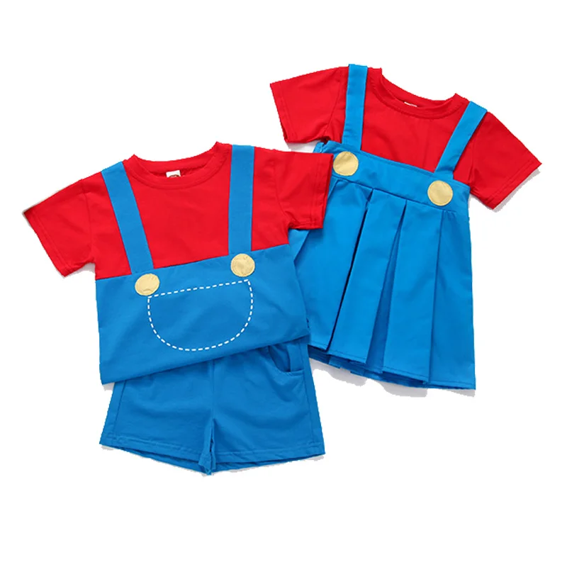 Детский костюм супер Марио для детей от 12 месяцев до 6 лет косплей Супер одежда