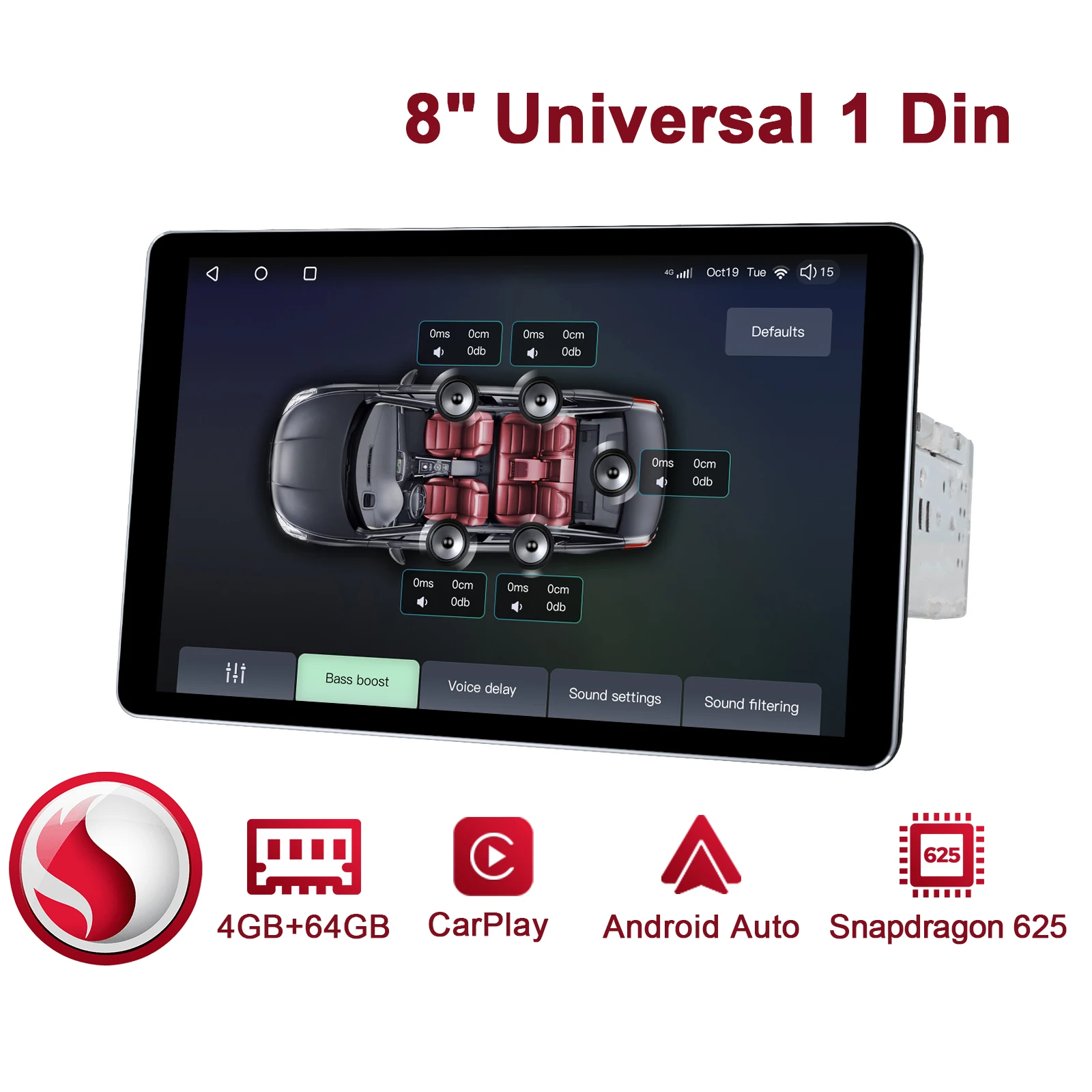

JOYING Single Din 8 Inch Car Monitors Universal Radio Player 1280*800 IPS Snapdragon625 Android 10.0 With Carplay Steering Wheel