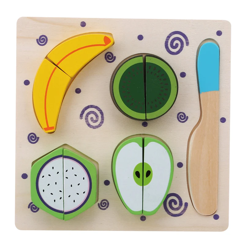 

Wooden Fruits Dessert Set Fun Baby Pretend Play Cutting Toy Educational Food Cognition 3D Puzzle Shape Matching Jigsaw Toy New