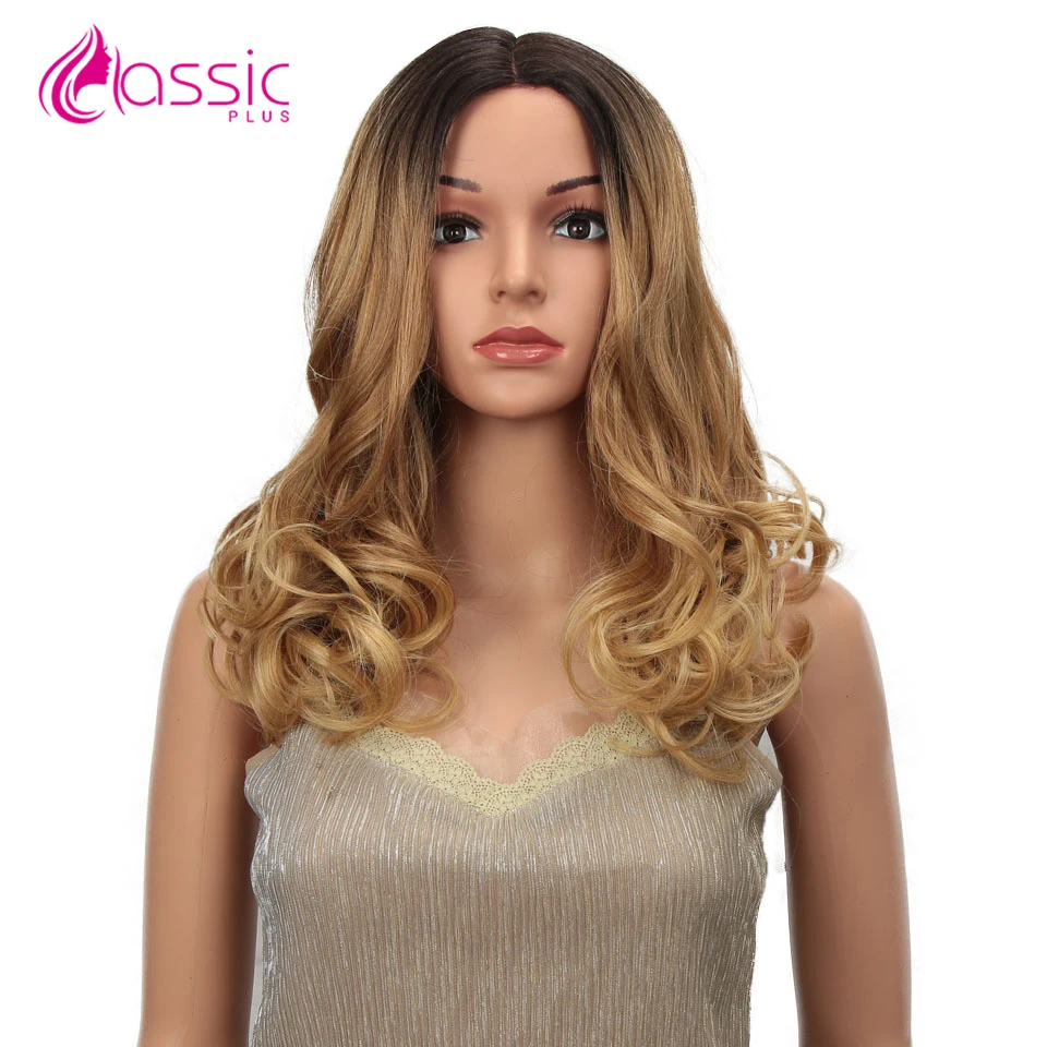 

Classic Plus Synthetic Body Wave Wig 20 Inch Natural Ombre Blond Green Ash Pink Cosplay Wavy Wig For Black Women Heat Resistant