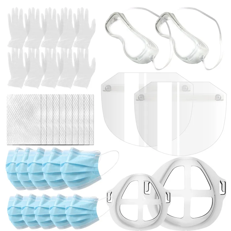 Newly 36pcs/set Personal Protection Set Face Mask and Holder Pad Goggle Gloves Kit for Adult Kid 19ing | Красота и здоровье