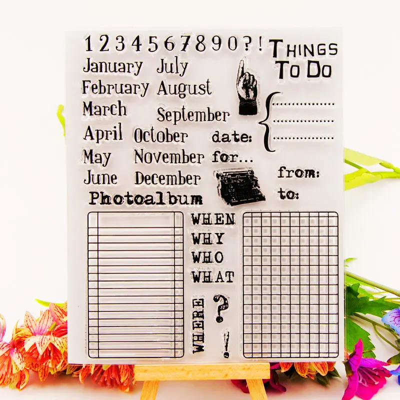 Прозрачная печатная карта для скрапбукинга с календарем и датой силиконовая