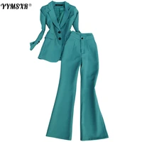 high end ladies office suit temperament 2020 casual temperament slim long sleeve ladies blazer fashion trousers two piece set