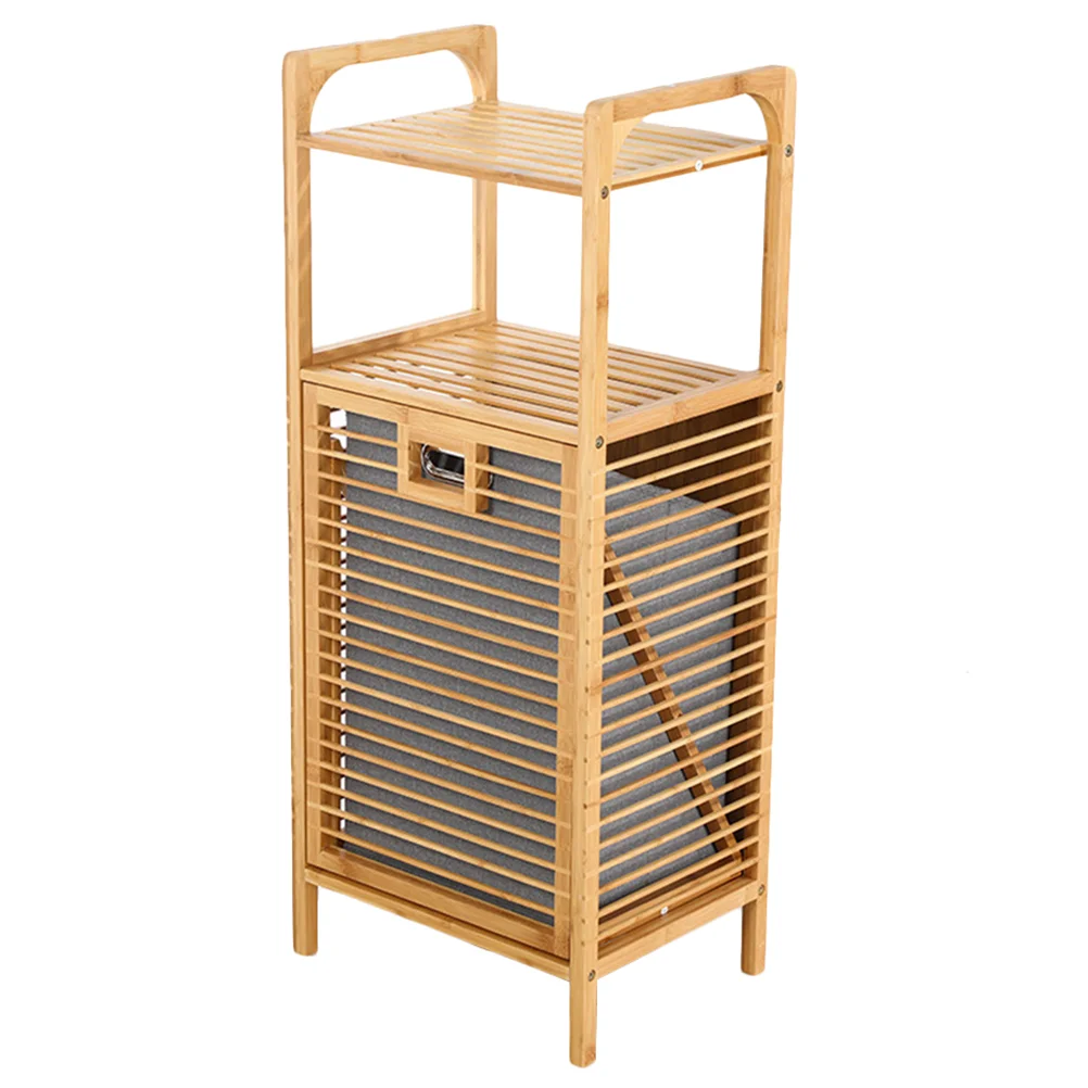 

1pc Simple Entryway Bamboo Bathroom Dirty Clothes Storage Basket for Home Hotel