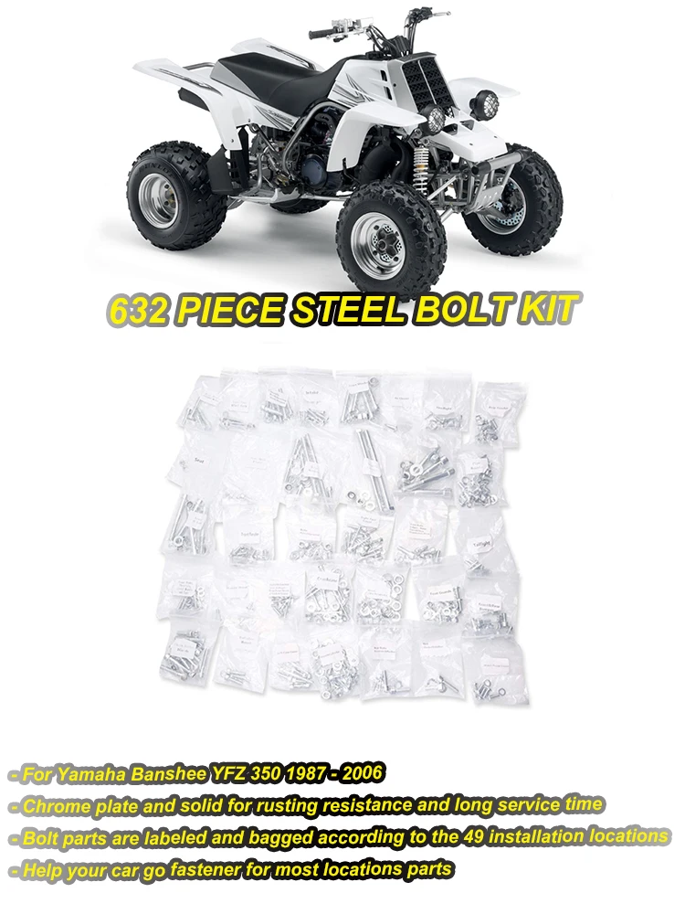 Полный 632 штук нержавеющей стали полный набор болтов для YAMAHA Banshee ATV YFZ 350 1987-2006