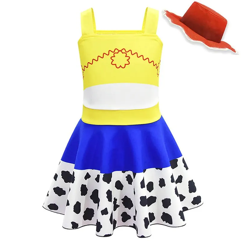 Jessie Dress 02 Hat VOGUEON Toy Story 4 Woody Bo платье-пачка с маской для девочек Forky Buzz Lightyear Jessie нарядное платье костюм на Хэллоуин - Цвет: Jessie Dress 02 Hat