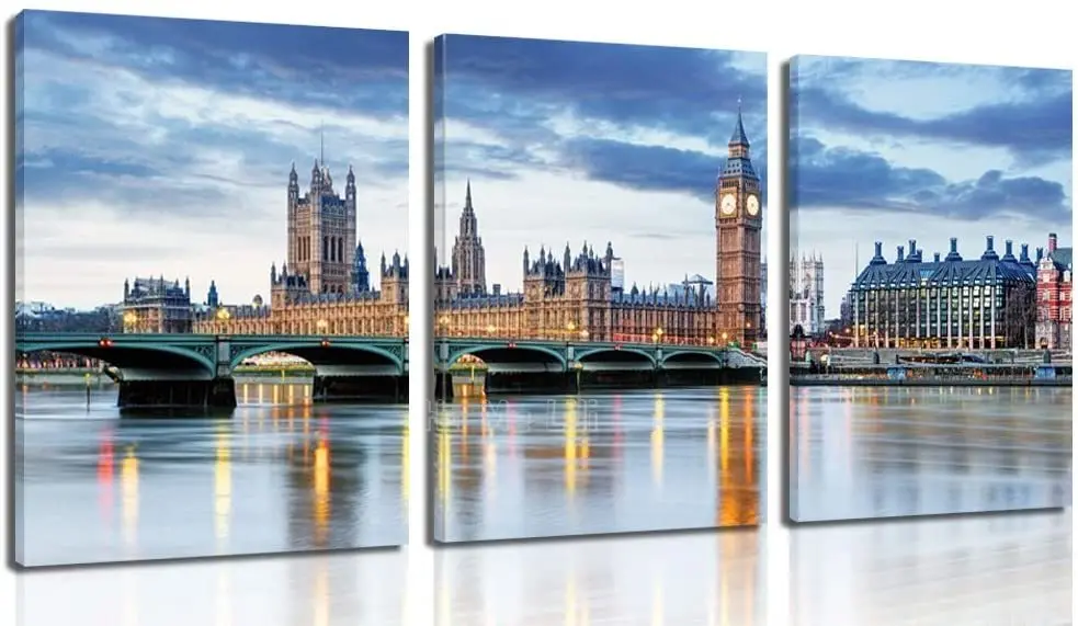 

Canvas Prints Artwork Bedroom Wall Decor London Westminster Bridge Houses of Parliament and Big Ben