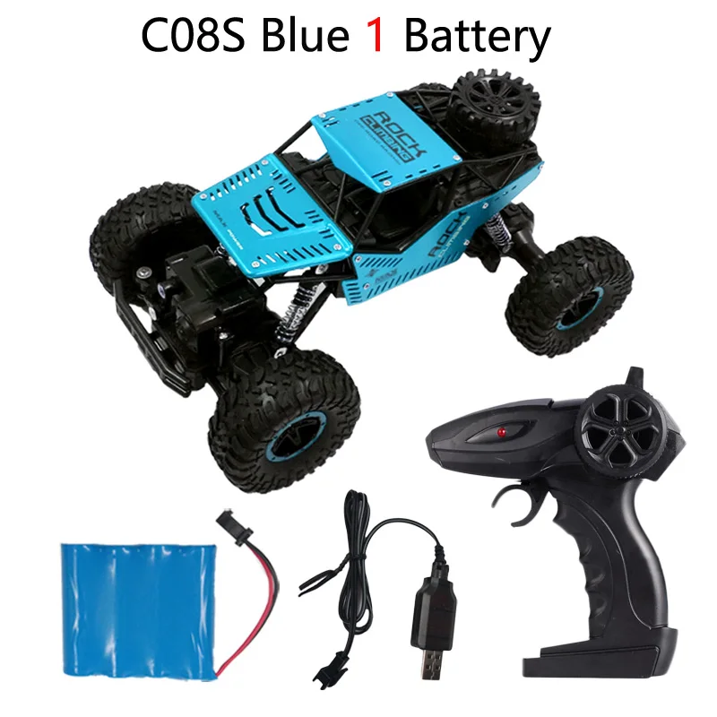 Teeggi C08S игрушки на дистанционном управлении RC автомобиль 1:16 4WD скалолазание автомобиль Bigfoot внедорожник игрушка для детей подарок Двойные двигатели - Цвет: Blue 1B