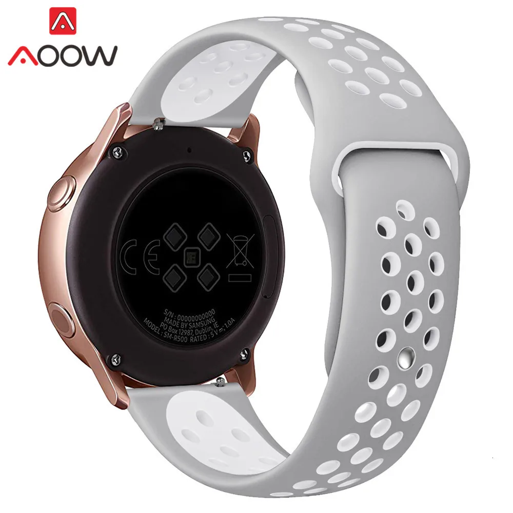 20 мм силиконовый спортивный ремешок для samsung Galaxy Watch Active 42 мм gear S2 Amazfit bip Мягкий ТПУ дышащий браслет ремешок