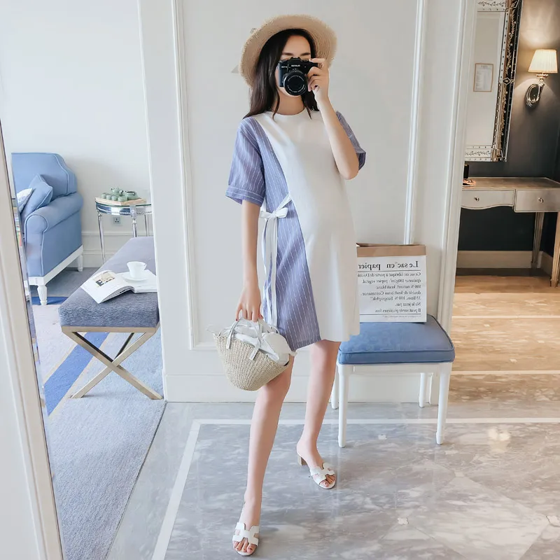 

2019 New Arrive Summer Maternity Dress Woman Brief Sashes Large Size Dresses Pregnant Woman Clothing MD-00494