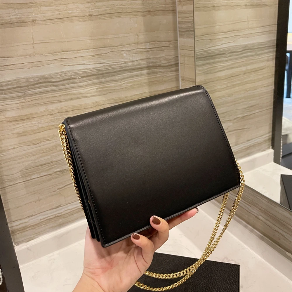 

Top Quality Luxury Women Designer 100% Genuine Leather Flap Bags with Chain Shoulder Strap Female Ladies Black Red Handbags 2021