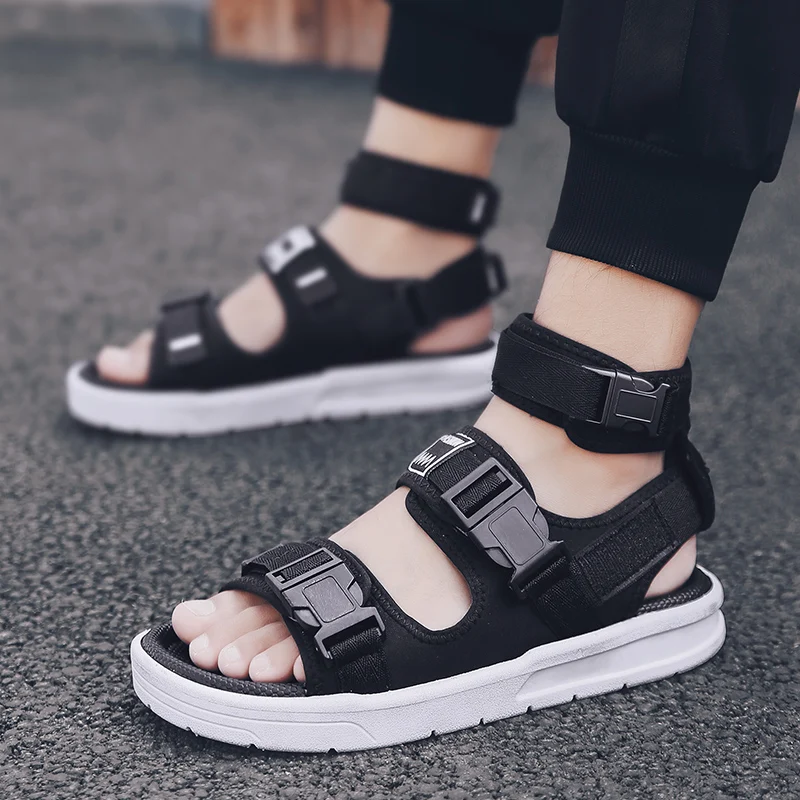 Мужские сандалии гладиаторы пляжная обувь мужские черные пляжные шлепанцы