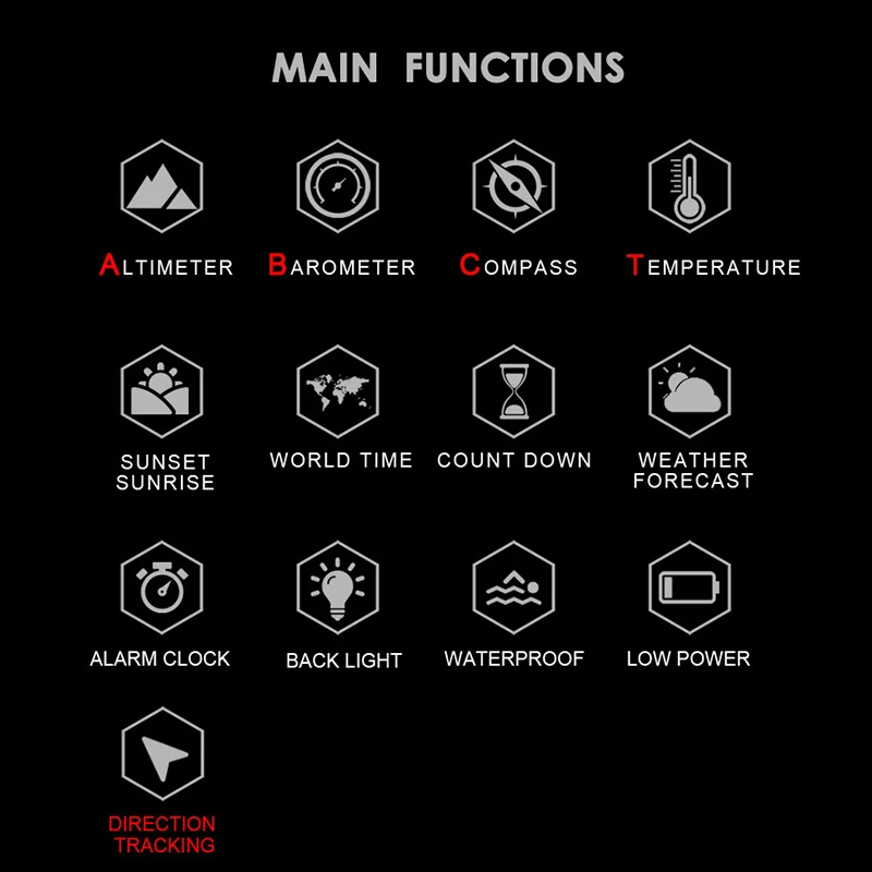 Мужские Цифровые спортивные часы с компасом альтиметром и барометром