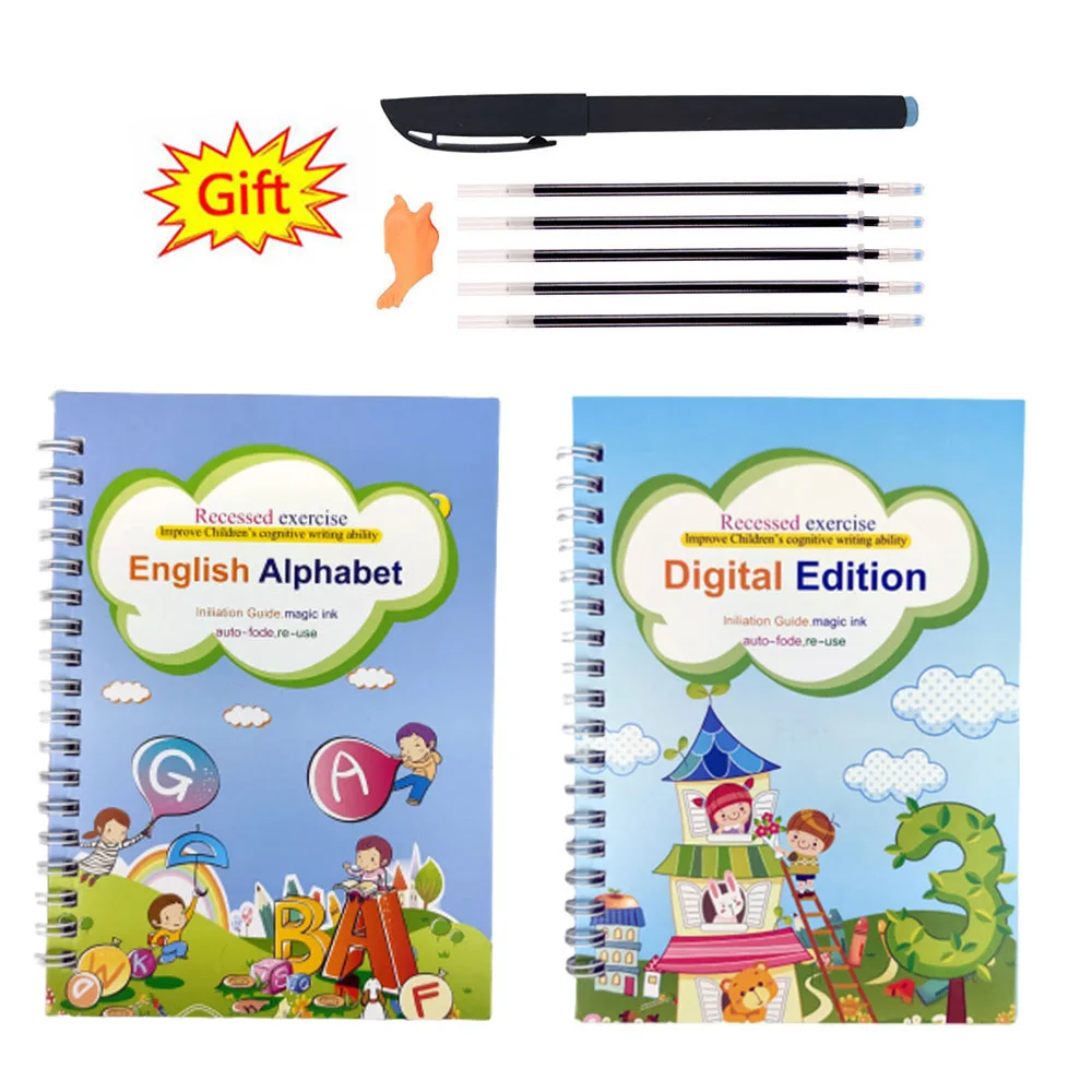 

2Books/3D Copybook For Calligraphy Numbers 0-10 Handwriting Practice Books Learning Math Writing Book For Kids Toys Reusable Ch